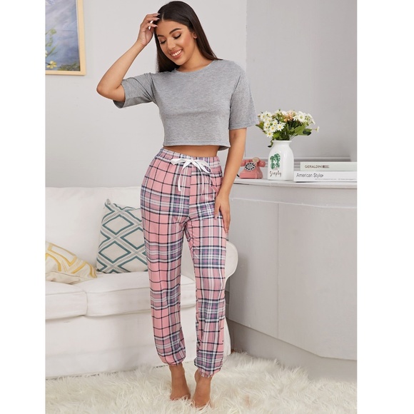 Rouge! Other - 2 Piece Pajama Set, Loungewear Grey + Plaid